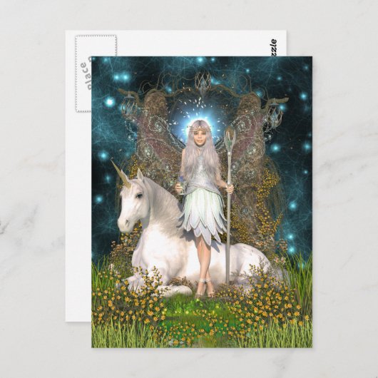 Carte postale Fairy Crystal et Unicorn (Devant / Derrière)