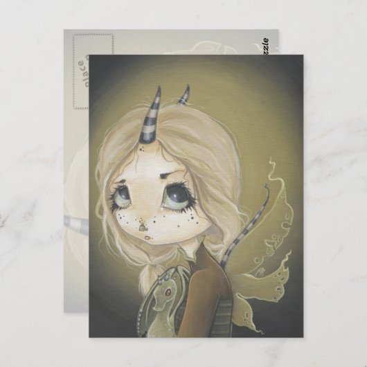 Carte postale Fairy Dragon vert (Devant / Derrière)