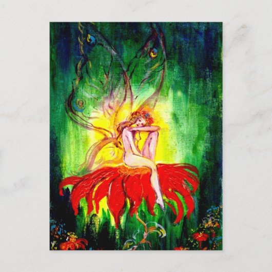 CARTE POSTALE FAIRY DREAMING SUR LA FLEURS (Devant)