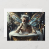 Carte Postale Fairy Elder man dans le Bubblebath (Devant / Derrière)