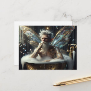 Carte Postale Fairy Elder man dans le Bubblebath
