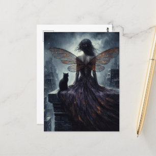Carte Postale Fairy et son chat donnent sur l'imaginaire de la v