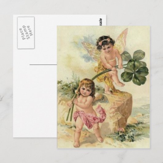 Carte Postale Fairy Four Leaf Clover Fey (Devant / Derrière)