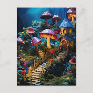 Carte Postale Fairy Garden Cottage Magique Forêt Enchantée