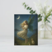Carte Postale Fairy Girl Playing A Flute To Frogs In Moonlight (Debout devant)