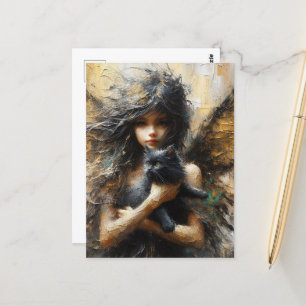 Carte Postale Fairy Holding a mignon Kitten