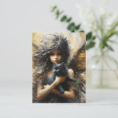 Carte Postale Fairy Holding a mignon Kitten (Debout devant)