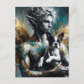 Carte Postale Fairy Homme Avec Boston Terrier Puppy (Devant)
