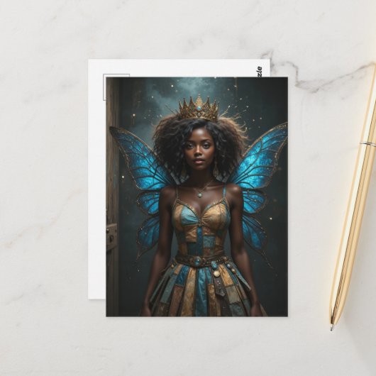 Carte Postale Fairy in an Upcycled Dress (Devant/Arrière en situation)