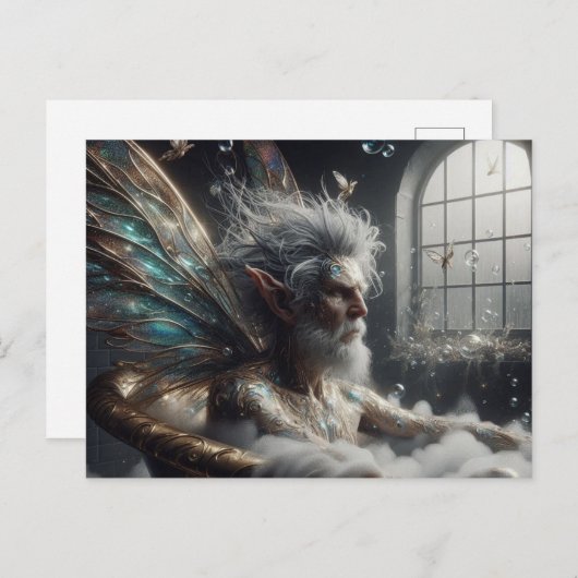 Carte Postale Fairy King prend un bain dans un bain d'or (Devant / Derrière)