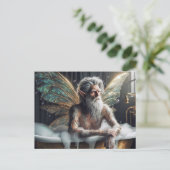 Carte Postale Fairy Old Man prend un bain de bulle (Debout devant)