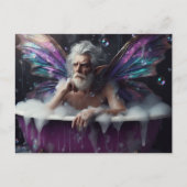 Carte Postale Fairy Old Man prend un bain de bulle dans un bain (Devant)