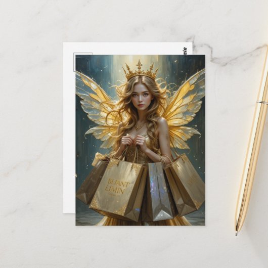 Carte Postale Fairy on a Shopping Spree (Devant/Arrière en situation)