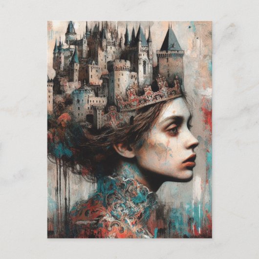 Carte Postale Fairy Tale Queen Castle sur sa tête (Devant)