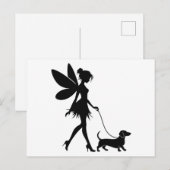Carte Postale Fairy Walking Dachshund (Devant / Derrière)