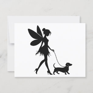 Carte Postale Fairy Walking Dachshund