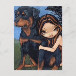 Carte postale "Fairy with a Rottweiler"