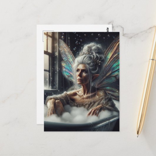 Carte Postale Fairy Woman Bain (Devant/Arrière en situation)