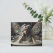 Carte Postale Fairy Woman Grey Cheveux dans le Bubblebath (Debout devant)