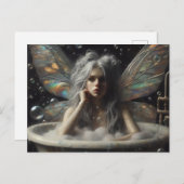 Carte Postale Fairy Woman Grey Cheveux dans le Bubblebath (Devant / Derrière)