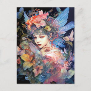 Carte Postale Fairy Woman in Flowers Imaginaire Art