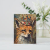 Carte Postale Fairytale Belle Renard Rouge dans une couronne (Debout devant)