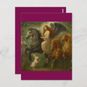 Carte Postale Fairytale Horses and Angel Postcard (Devant / Derrière)