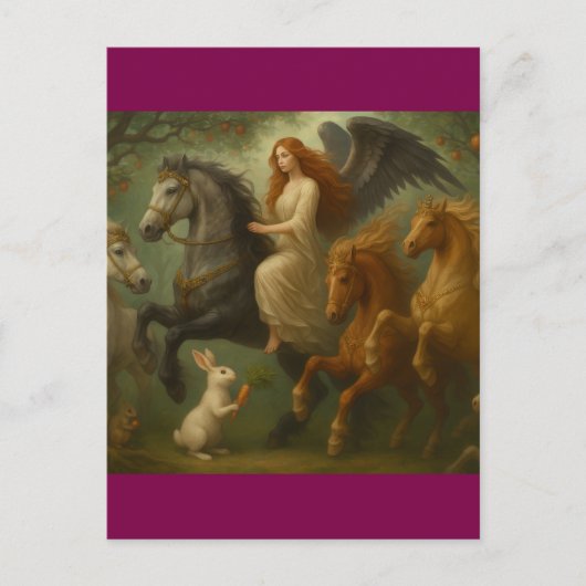 Carte Postale Fairytale Horses and Angel Postcard (Devant)