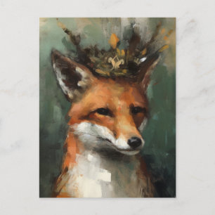 Carte Postale Fairytale Red Fox dans une couronne