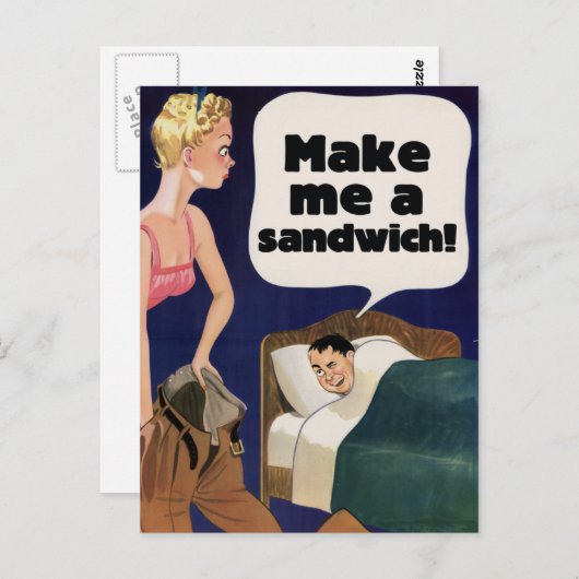 Carte Postale Fais-moi un sandwich (Devant / Derrière)