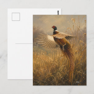 Carte Postale Faisan en vol doré