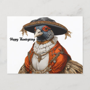 Carte Postale faisan portant des vêtements de pèlerin