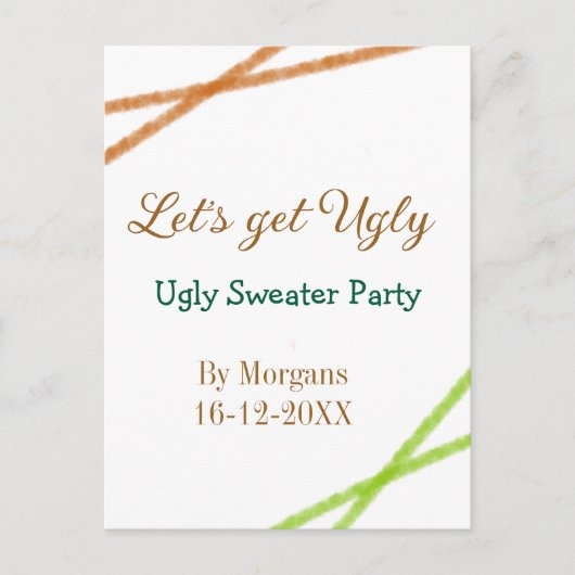 Carte Postale Faisons de Noël un Partyorange de pull moche (Devant)