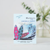 Carte Postale Faisons une fête d'anniversaire de surf de planche (Debout devant)