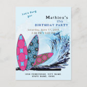 Carte Postale Faisons une fête d'anniversaire de surf de planche (Devant)