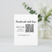 Carte Postale Fait à la main avec amour Code QR site web petite (Debout devant)