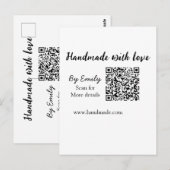 Carte Postale Fait à la main avec amour Code QR site web petite (Devant / Derrière)