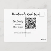 Carte Postale Fait à la main avec amour Code QR site web petite (Dos)