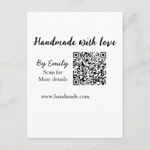 Carte Postale Fait à la main avec amour Code QR site web petite