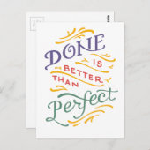 Carte Postale Fait est mieux que parfait - couleur (Devant / Derrière)