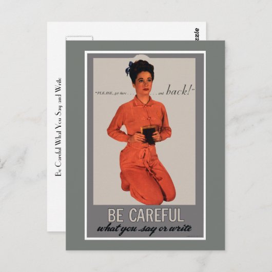 Carte Postale Faites attention à ce que vous dites et écrivez (Devant / Derrière)