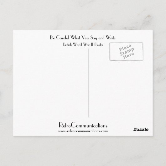 Carte Postale Faites attention à ce que vous dites et écrivez (Dos)