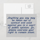 Carte Postale Faites preuve de jugement et gardez la bouche ferm (Devant / Derrière)