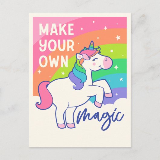 Carte Postale Faites Votre Propre Magie | Licorne Mignonne (Devant)