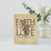 Carte Postale Faith Hope Love Christian Bible Verse (Debout devant)