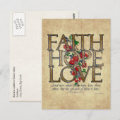 Carte Postale Faith Hope Love Christian Bible Verse (Devant / Derrière)