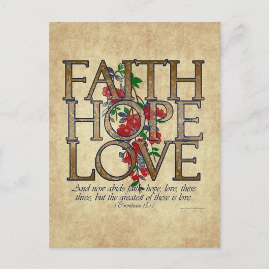 Carte Postale Faith Hope Love Christian Bible Verse (Devant)