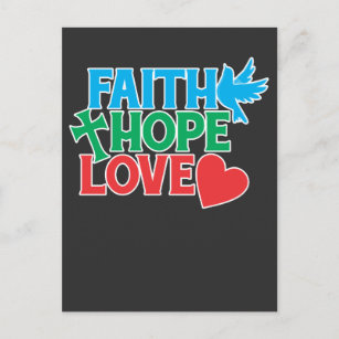 Carte Postale Faith Hope Love Christian Religion Jésus