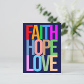 Carte Postale Faith Hope Love Positive colorée (Debout devant)