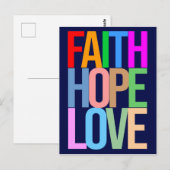 Carte Postale Faith Hope Love Positive colorée (Devant / Derrière)